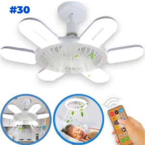 Lâmpada Ventilador de Teto luz Led com controle remoto 3 Velocidades pontente silencioso 60w