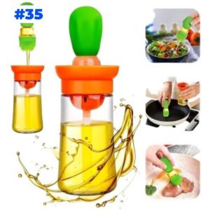 Porta azeite Dispenser Oleo Azeite Vinagre Com Pincel Culinário De Silicone