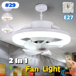 Ventilador de teto giratório 360 ° com luz 48w com controle remoto LED para quarto luz superior E27 Ventilador inteligente COSYLIFE